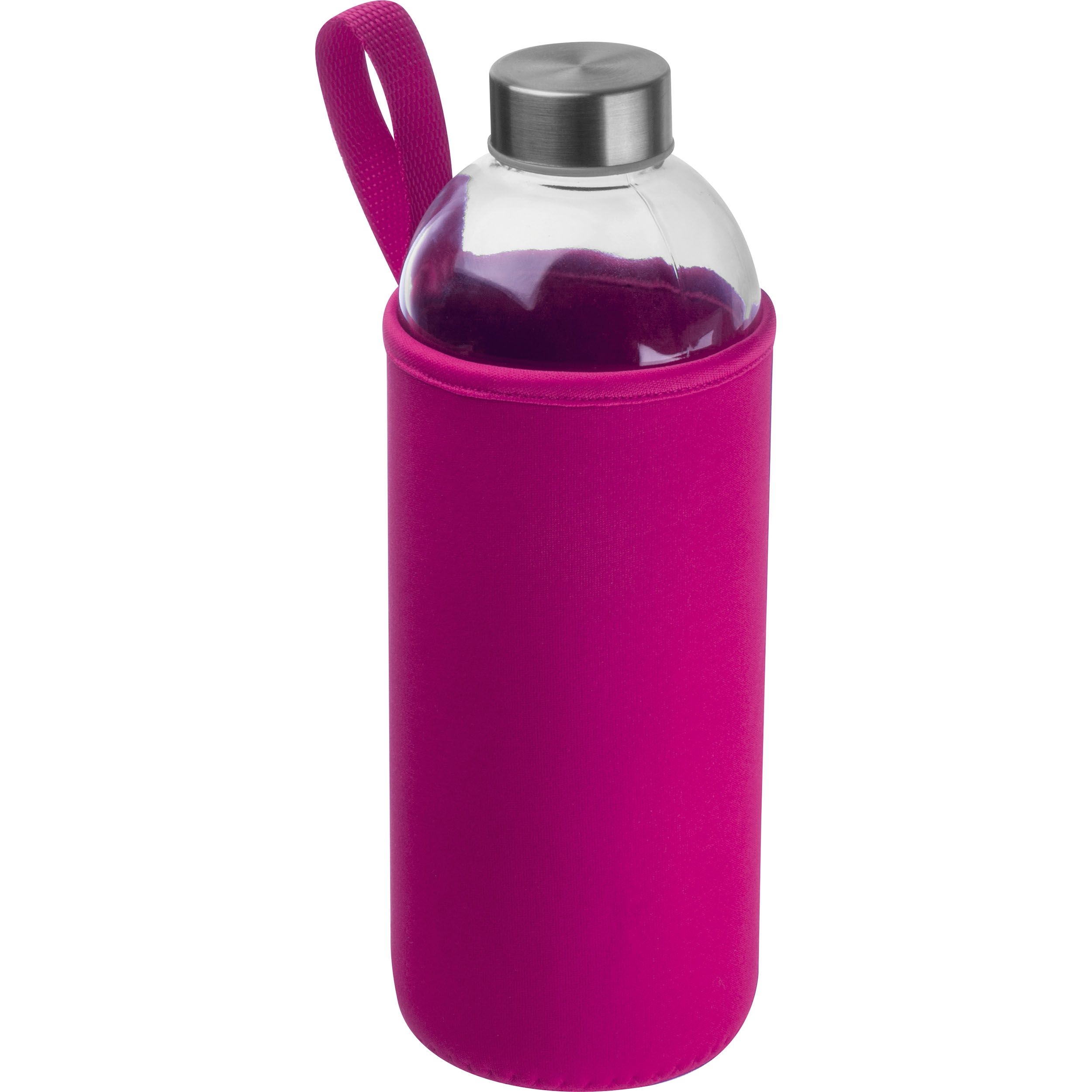 MA62427-11Trinkflasche aus Glas mit Neoprenueberzug_ 1.000ml JESSICA_ pink
