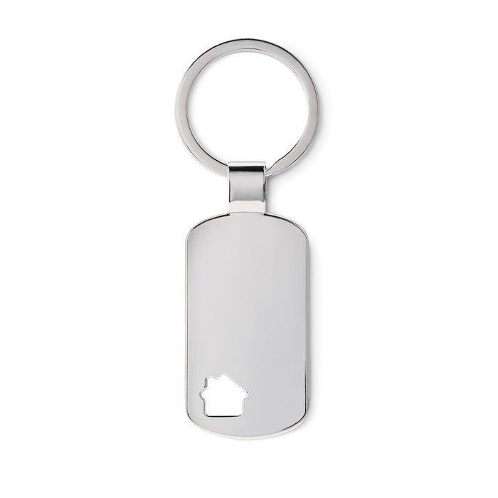 MO8693-16House Key Schluesselring Haus_ mattsilber