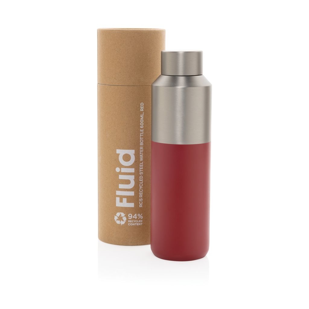 XDP437.07-24Fluid Flasche aus RCS-zertifiziert recyceltem Stahl_ 600ml_ rot