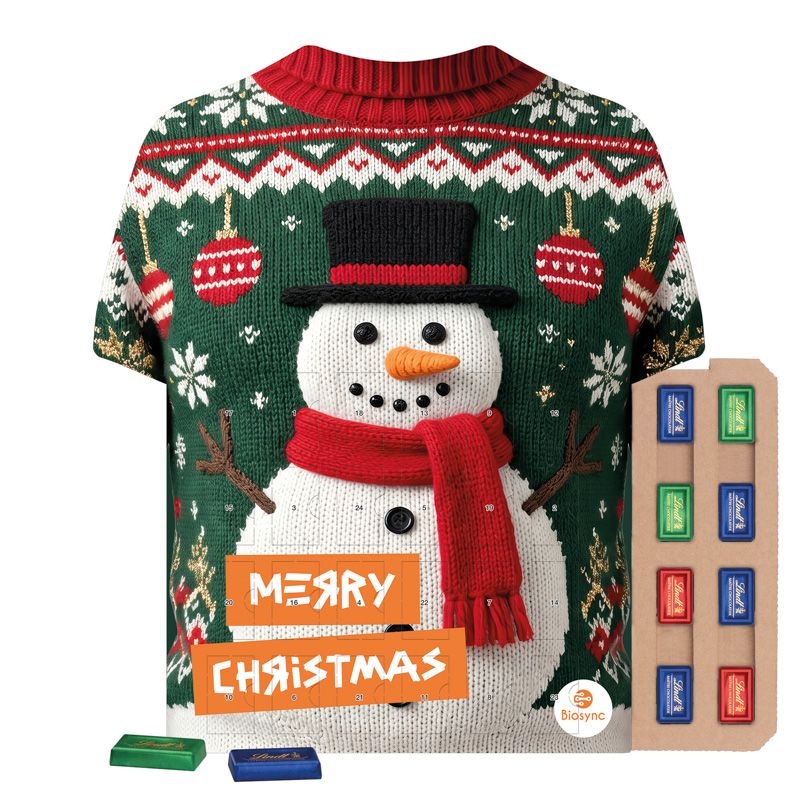 JG20183-2Shape Adventskalender Trikot Eco Lindt_ Lindt Schokotaefelchen_ Individuelles Motiv