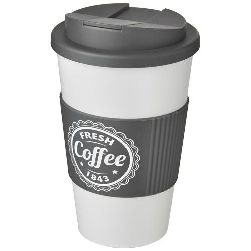 PF210696-10Americano® 350 ml Isolierbecher mit Schutzring _ auslaufsicherem Schraubverschluss_ weiss_grau
