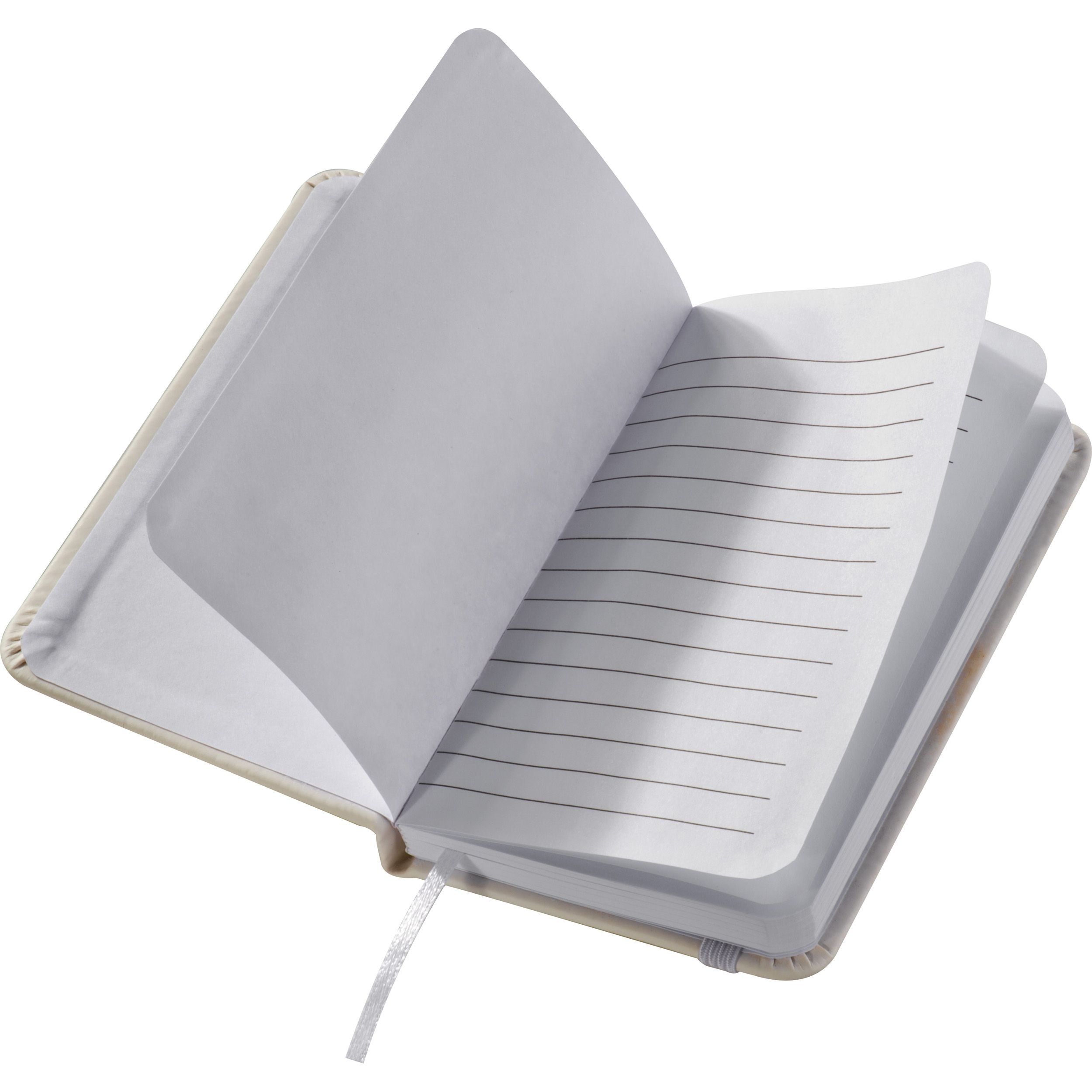 MA28367-06Notizbuch mit Lesebaendchen und Gummibandverschluss ROMANA_ weiss