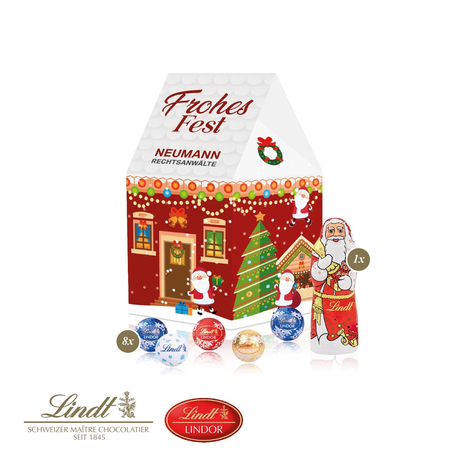 CD955483D Praesent _Haus_ mit Lindt Minis und Nikolaus