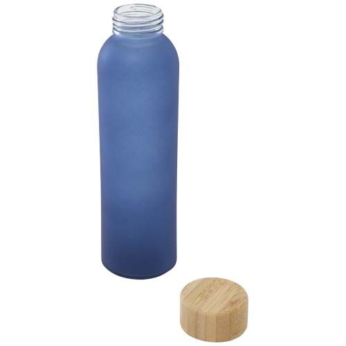 PF100830-3Lume 500 ml Flasche aus mattiertem Kalknatronglas mit Bambusdeckel  _ Ozeanblau