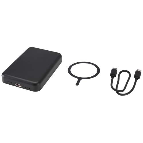 PF124441-2Acrab 15 W 5.000 mAh magnetische kabellose Powerbank mit 20 W PD aus recyceltem Kunststoff_ schwarz