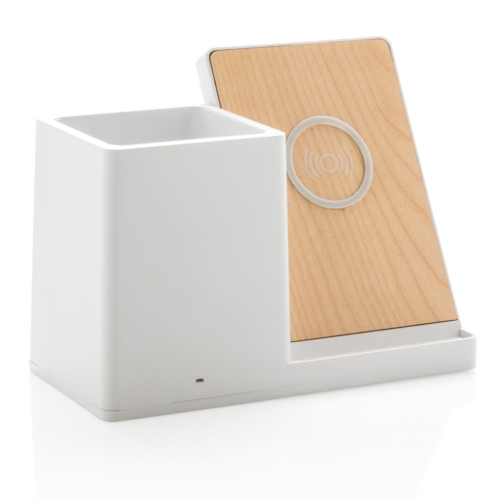 XDP308.40-3Ontario 10W Wireless Charger aus Bambus und RCS Kunststoff_ weiss