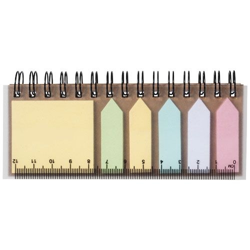 PF106736-1Spinner Spiralnotizbuch mit bunten Haftnotizen_ natur