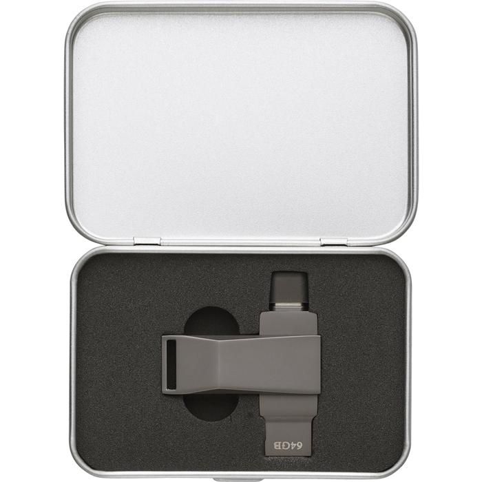 GI1001763-411USB-Stick aus verzinkter Oberflaeche Dorian_ gun metal