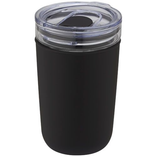 PF100675-5Bello 420 ml Glasbecher mit Aussenwand aus recyceltem Kunststoff_ schwarz