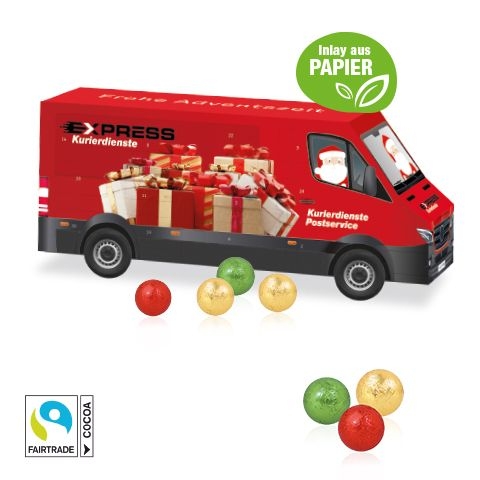 CD55423-013D Adventskalender _Transporter_ mit Fairtrade® Schokolade mit Papier-Inlay_ Motiv-Vorlage