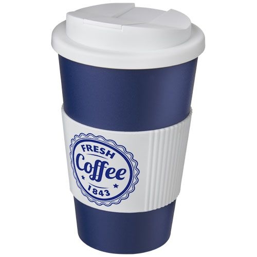 PF210696-16Americano® 350 ml Isolierbecher mit Schutzring _ auslaufsicherem Schraubverschluss_ blau_weiss