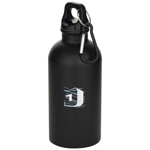 PF100871-4Oregon 400 ml matte RCS-zertifizierte einwandige Trinkflasche aus recyceltem Edelstahl mit Karabiner
