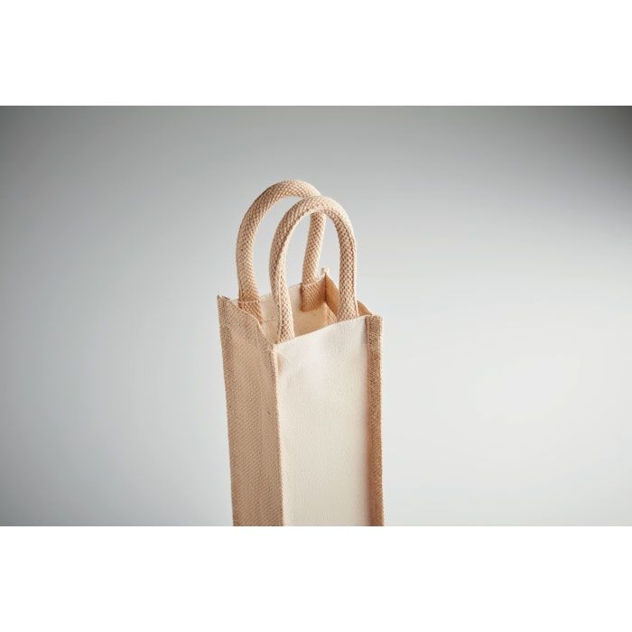 MO6258-13Campo Di Vino Flaschen-Geschenktasche Jute_ beige