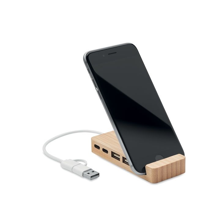 MO2144-40Hubstand 4 Port USB Hub_ holz