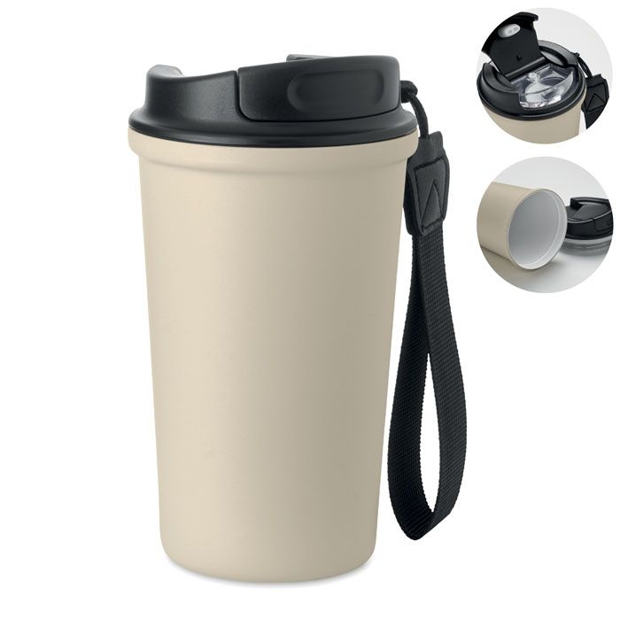 MO3156-13Nakano Becher recy. Edelstahl 400ml_ beige
