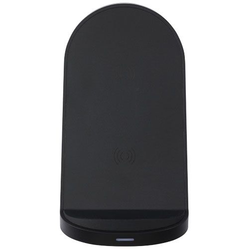 PF124340-1Loop kabellose Ladestation mit 15W Doppelspule aus recyceltem RCS Kunststoff_ schwarz