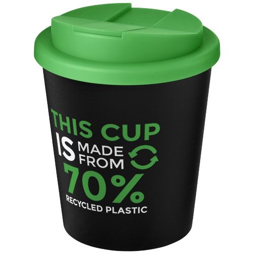 PF210455-6Americano® Espresso Eco 250 ml recycelter Isolierbecher mit auslaufsicherem Deckel _ schwarz_gruen