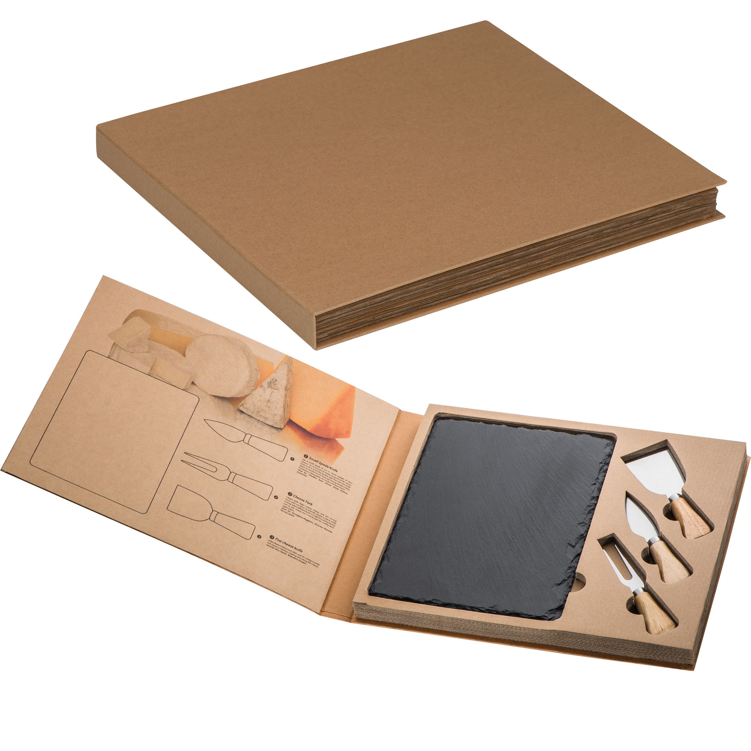 MA80190Set aus Schieferplatte und Kaesebesteck VIOLA