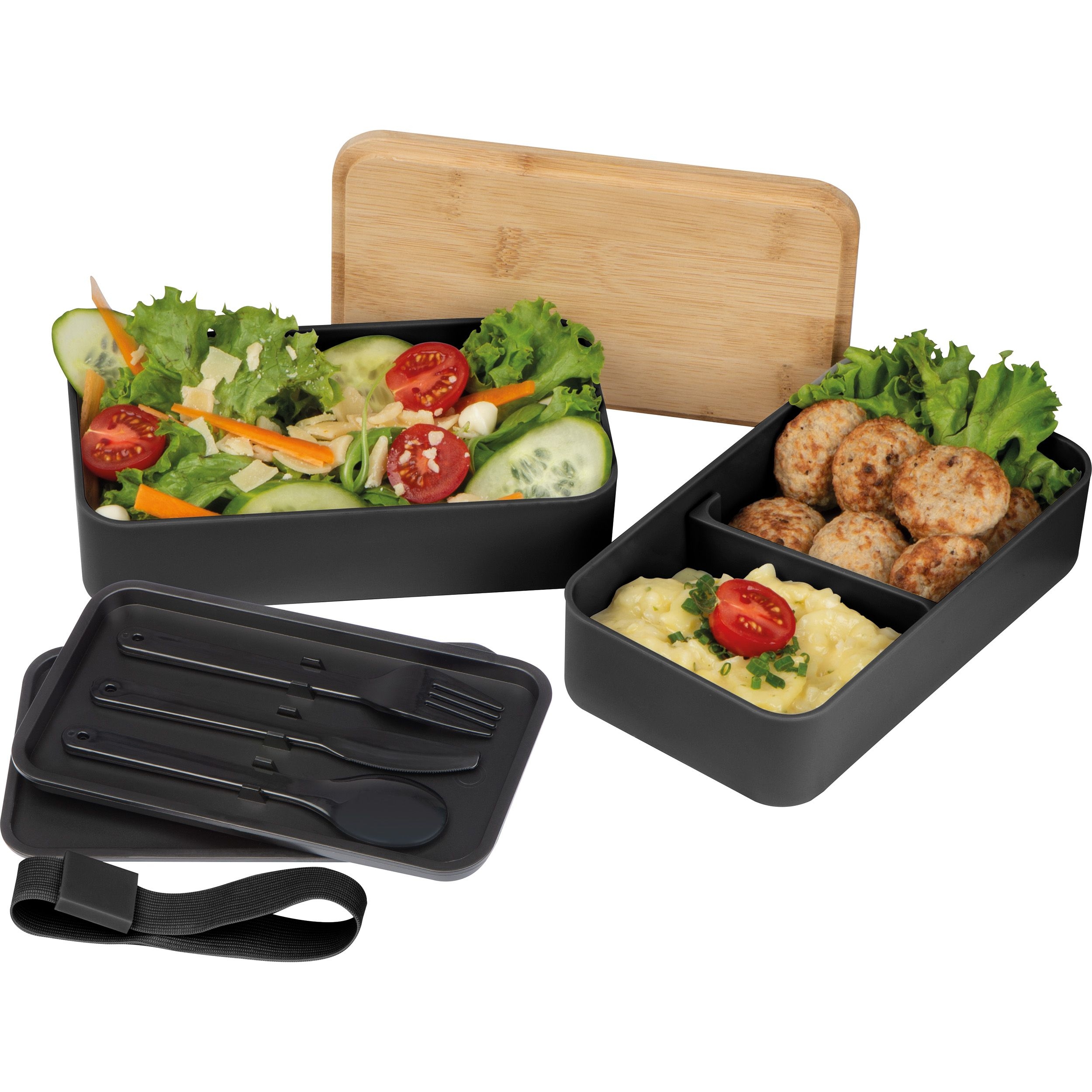 MA82531-032 stoeckige Lunchbox aus Kunststoff und Bambus SALVATORE_ schwarz