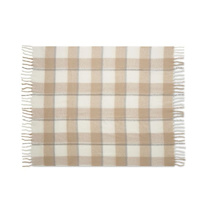 MO2382-13Quet Karierte Mohair-Decke_ beige