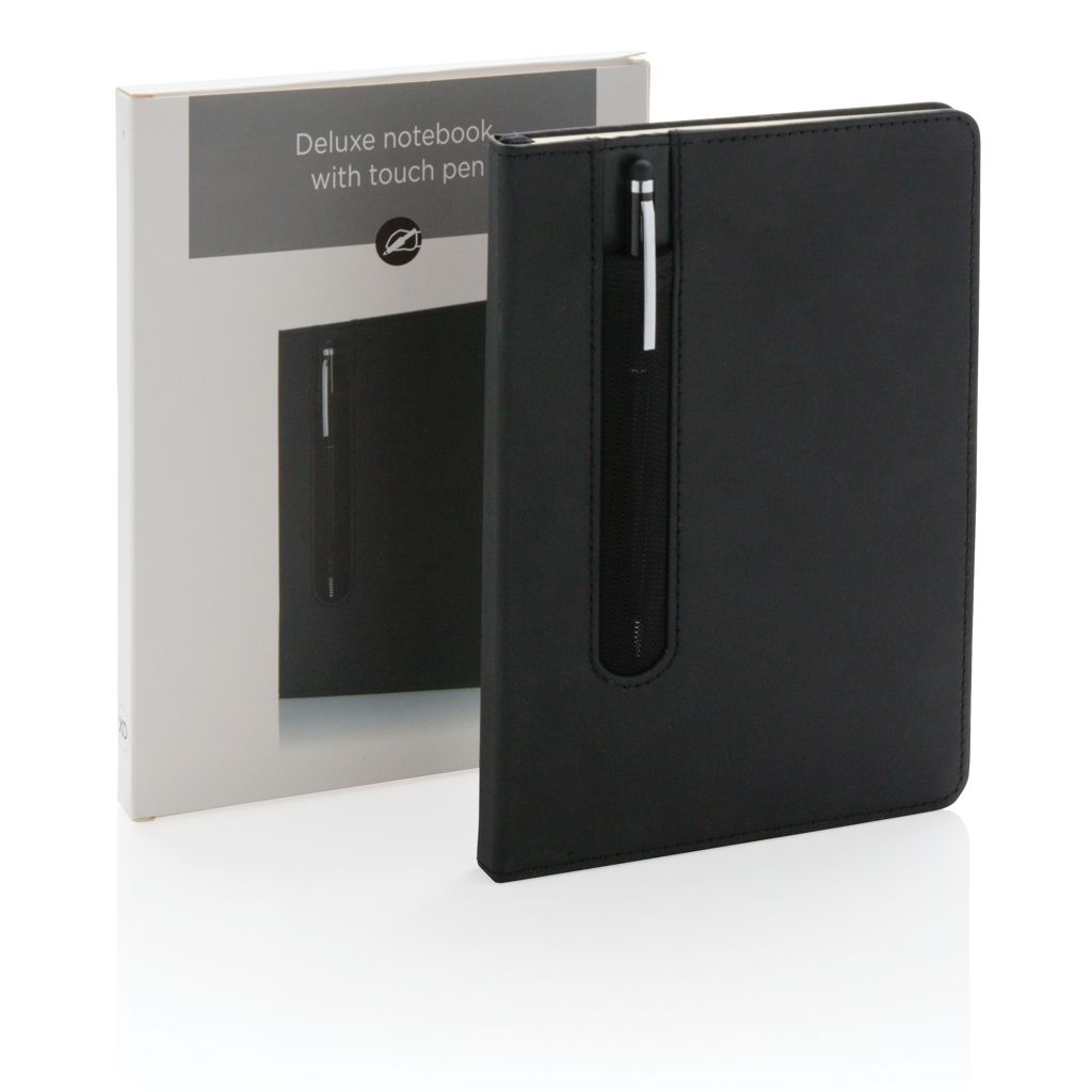 XDP773.31-1Basic Hardcover PU A5 Notizbuch mit Stylus-Stift_ schwarz