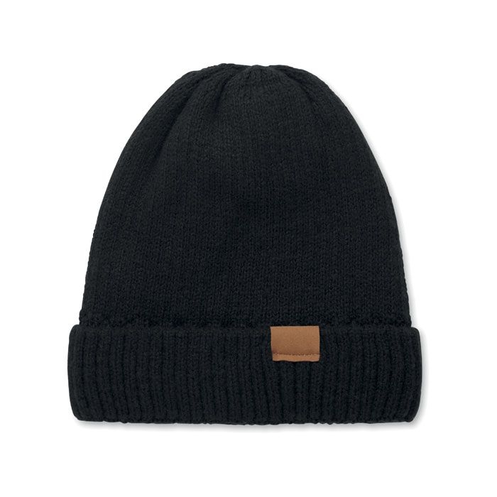 MO3221-03Puntos Beanie mit Buendchen_ schwarz