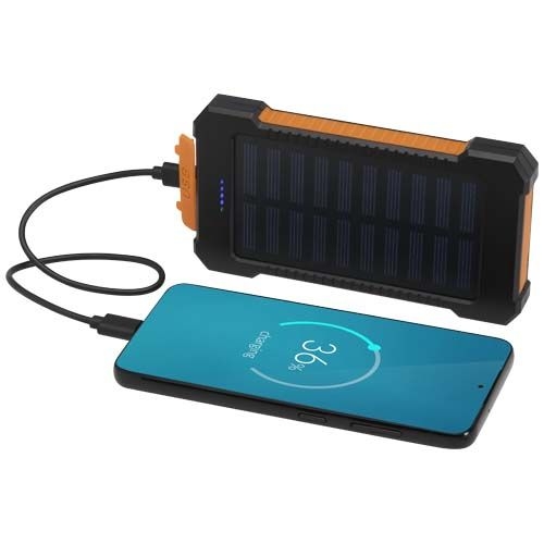 PF124471-1Altair 10 W 5000 mAh robuste Solar Powerbank aus recyceltem Kunststoff mit integrierter Taschenlampe