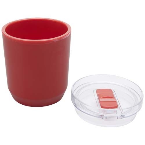 PF100852-2Hudson 180 ml doppelwandiger Becher aus recyceltem Kunststoff _ rot