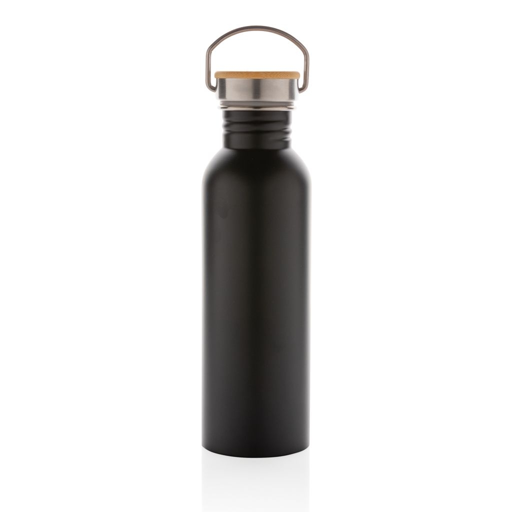 XDP436.83-1Moderne Stainless-Steel Flasche mit Bambusdeckel_ schwarz