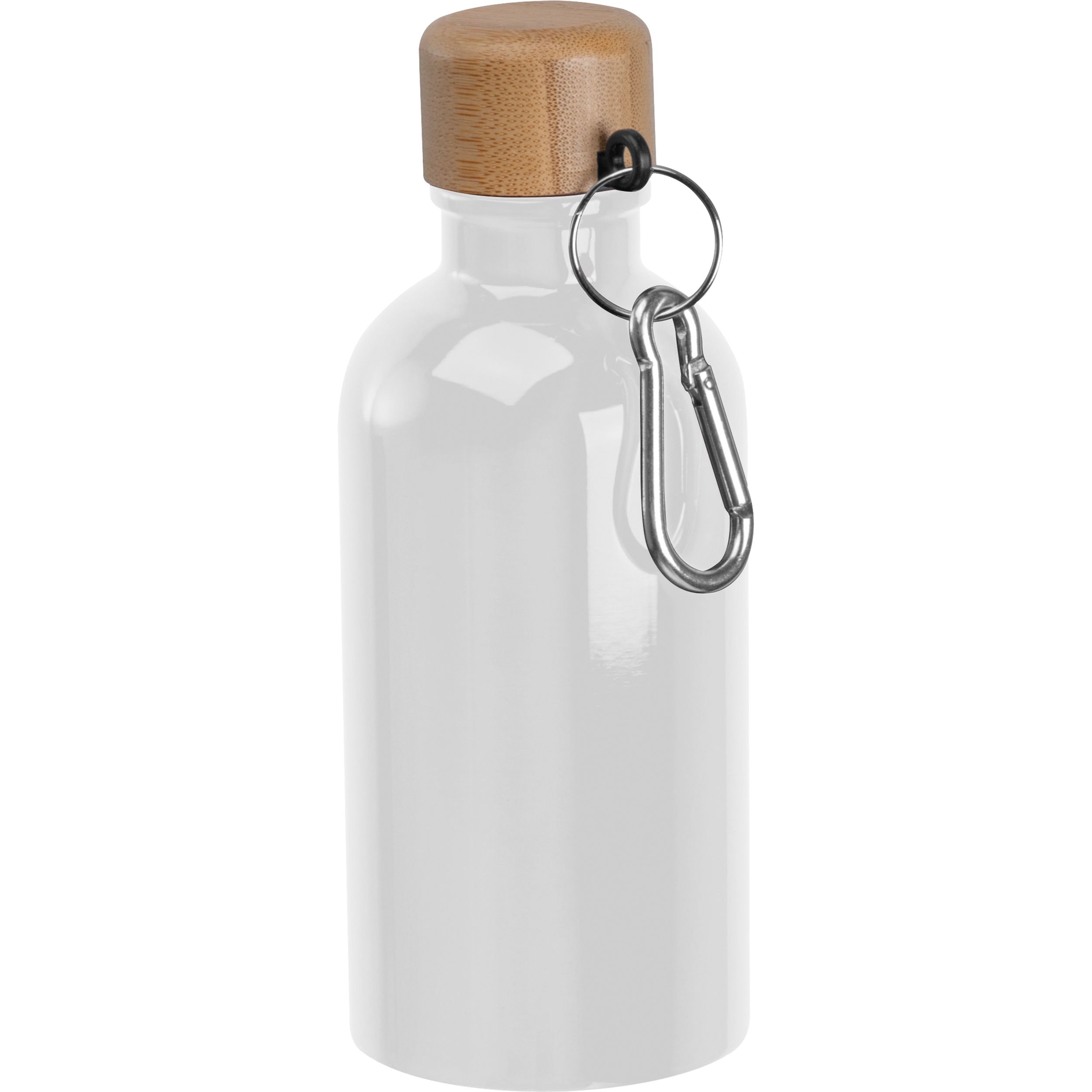 MA84972-06Edelstahltrinkflasche mit Karabiner_ 400ml MARILYN_ weiss