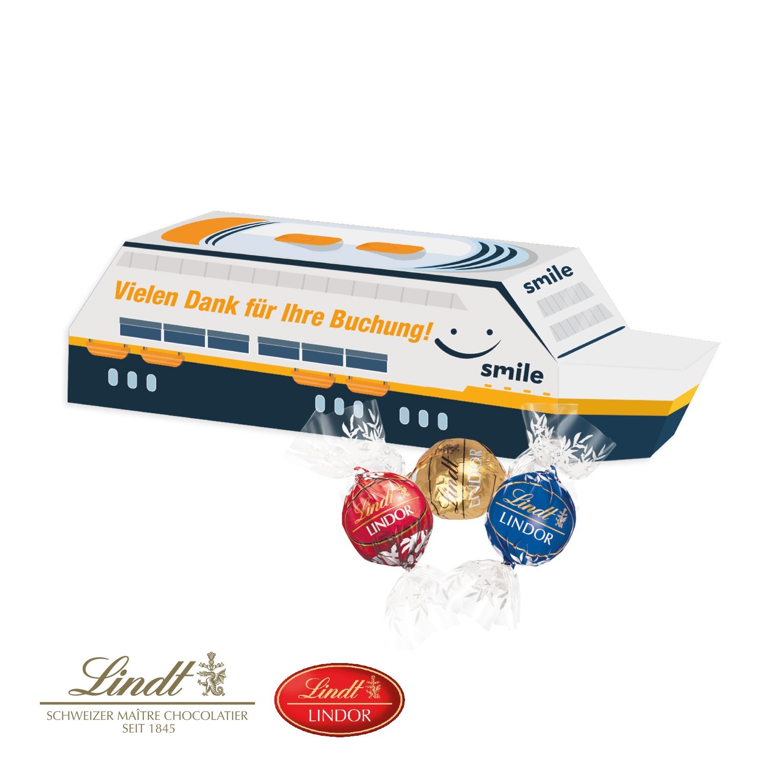 CD91728-013D Praesent _Schiff_ mit Lindt Lindor Pralinés_ Lindor Pralines