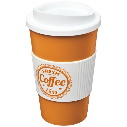 PF210002-22Americano® 350 ml Isolierbecher mit Schutzring_ orange_weiss