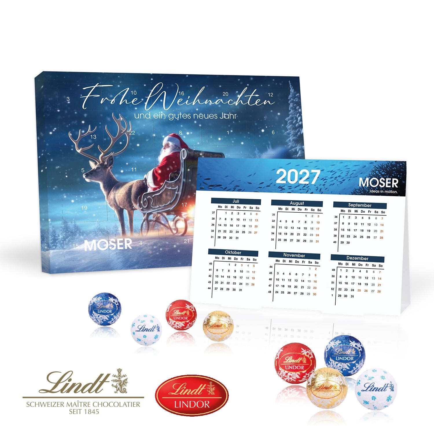CD95391-01„2 in 1“ Marken-Adventskalender Lindt Lindor Minis mit Jahresplaner_ Motiv-Vorlage