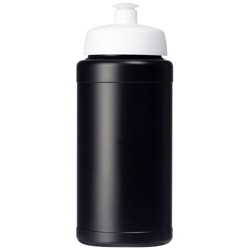 PF210444-1Baseline Recycelte Sportflasche_ 500 ml_ schwarz_weiss