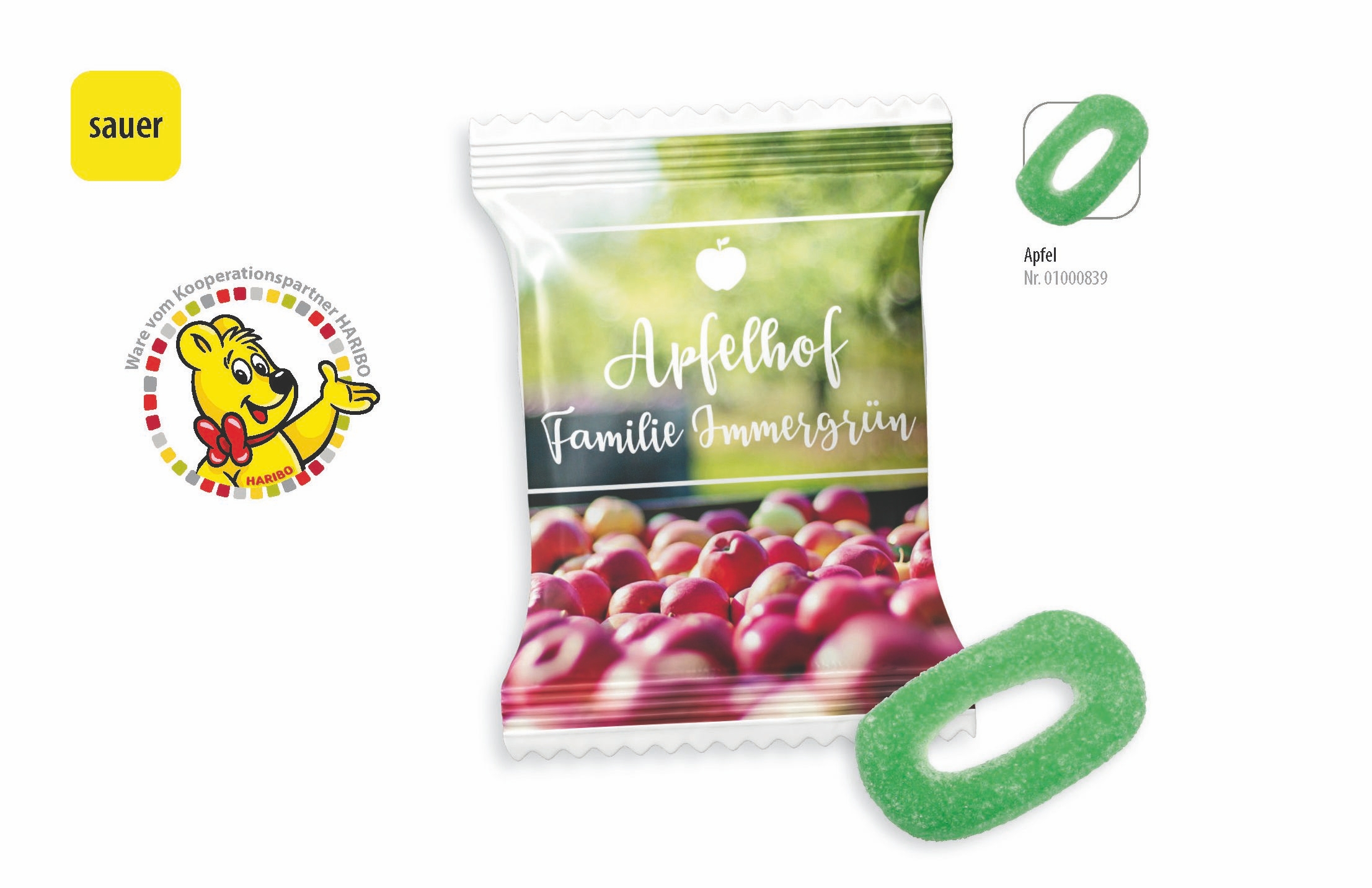 SW0839-2HARIBO Apfelringe Sauer Werbetuete_HARIBO  Apfelringe Sauer_ transparente Folie