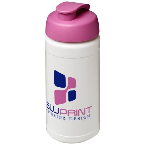 PF210068-9Baseline® Plus 500 ml Sportflasche mit Klappdeckel_ weiss_rosa