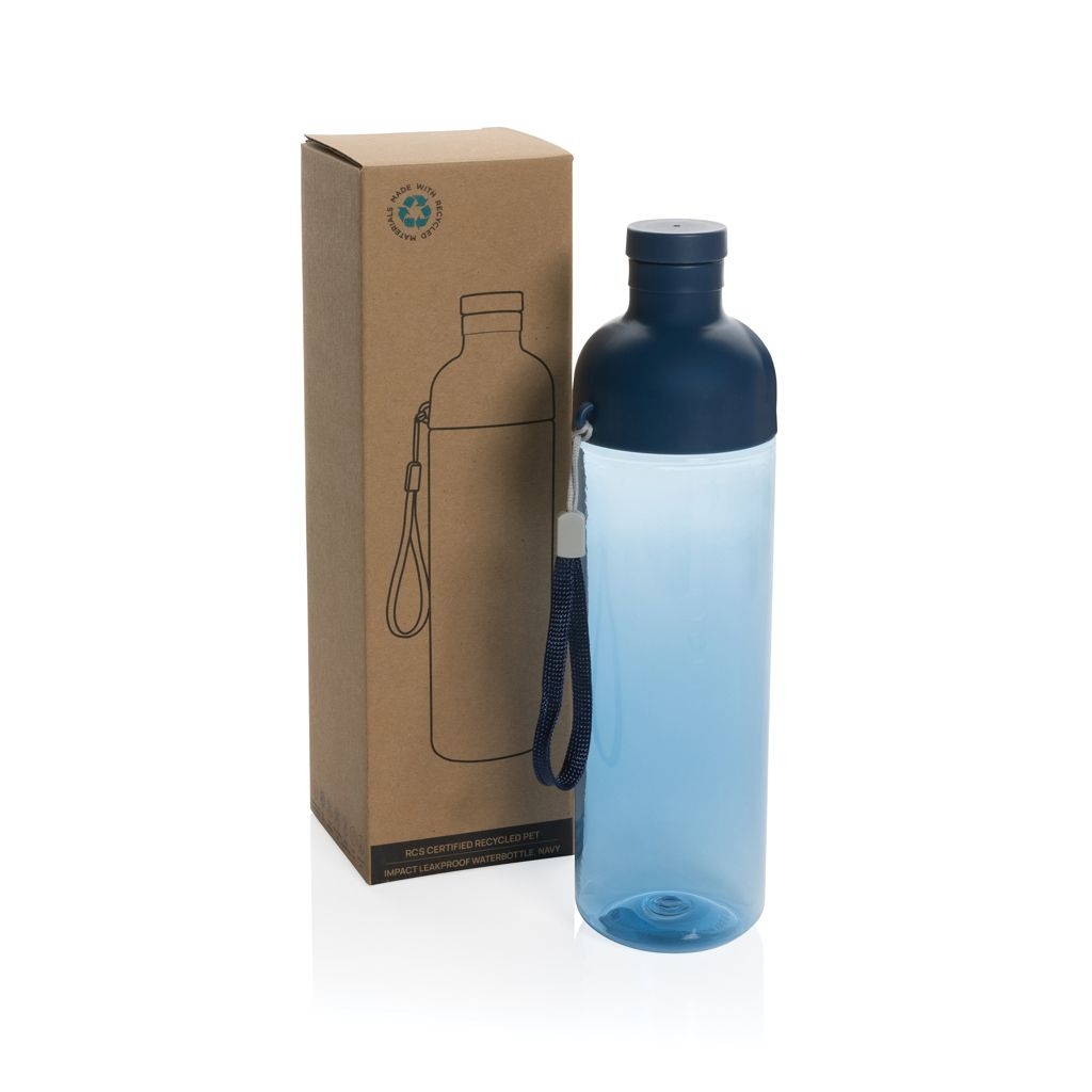 XDP437_01-0Impact auslaufsichere Wasserflasche aus RCS recyc. PET 600ml_ navy blau