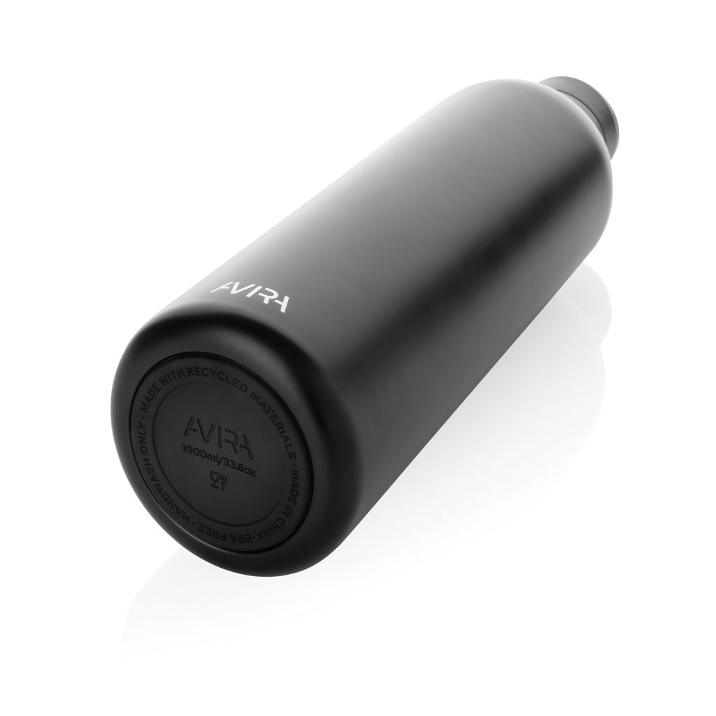 XDP438.01-1Avira Avior RCS recycelte Stainless-Steel Flasche 1L_ schwarz