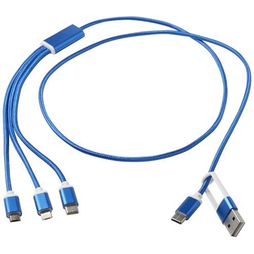 PF124386-2Versatile 5-in-1 Ladekabel aus recyceltem Aluminium_ royalblau