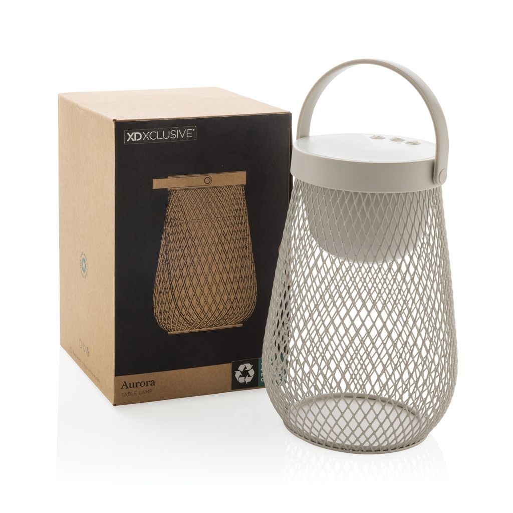 XDP513.75-02Aurora USB-Tischlampe aus RCS recyceltem ABS_ grau