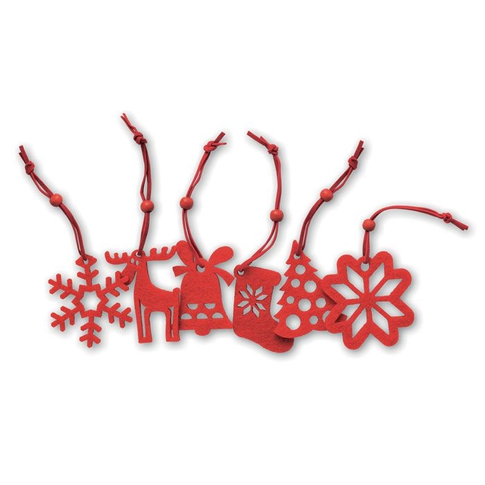 CX1335-05Rouge 6-teiliges Filz-Anhaenger Set_ rot
