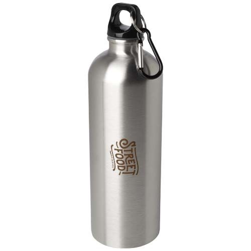PF100861-11Oregon 750 ml RCS-zertifizierte_ einwandige Trinkflasche aus Edelstahl mit Karabinerhaken_ silber