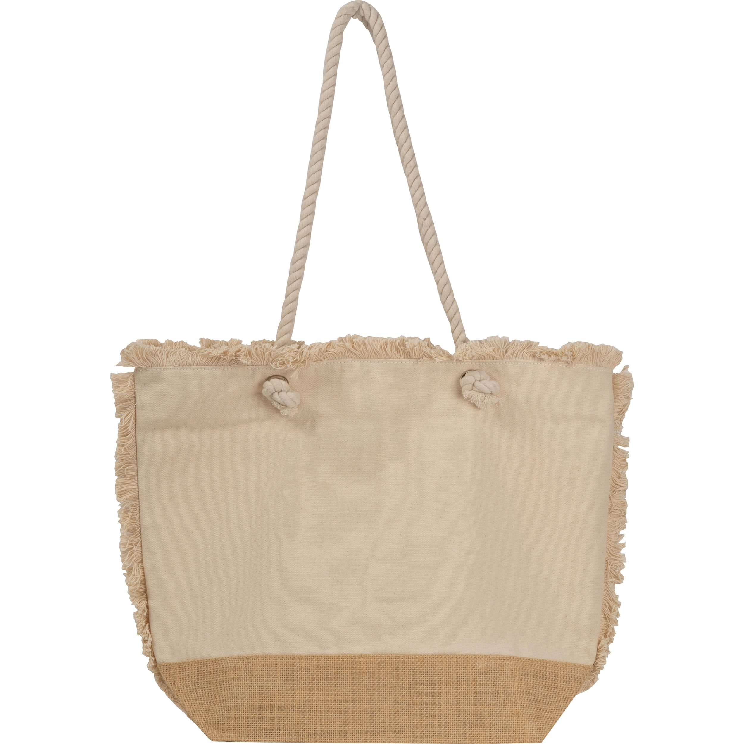 MA64572-13Strandtasche mit Juteboden und Fransen RICARDA_ beige