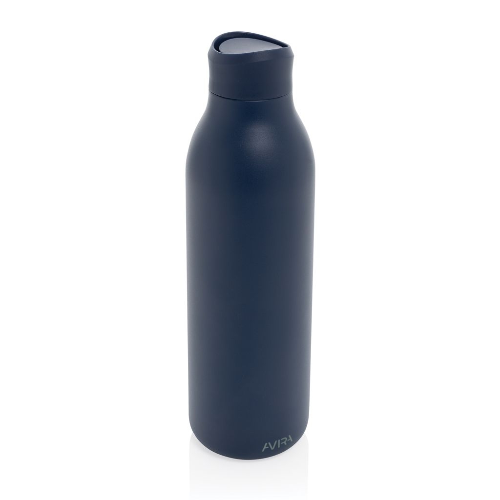 XDP438_09-25Avira Alok 360 Klick-Wasserflasche aus RCS rec. Stahl_ 600ml_ navy blau