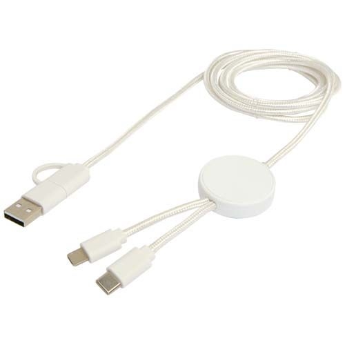 PF124428-1Citala 150 cm 5-in-1 Kabel aus recyceltem Kunststoff fuer Datenuebertragung und 27W Schnellladung_ wei