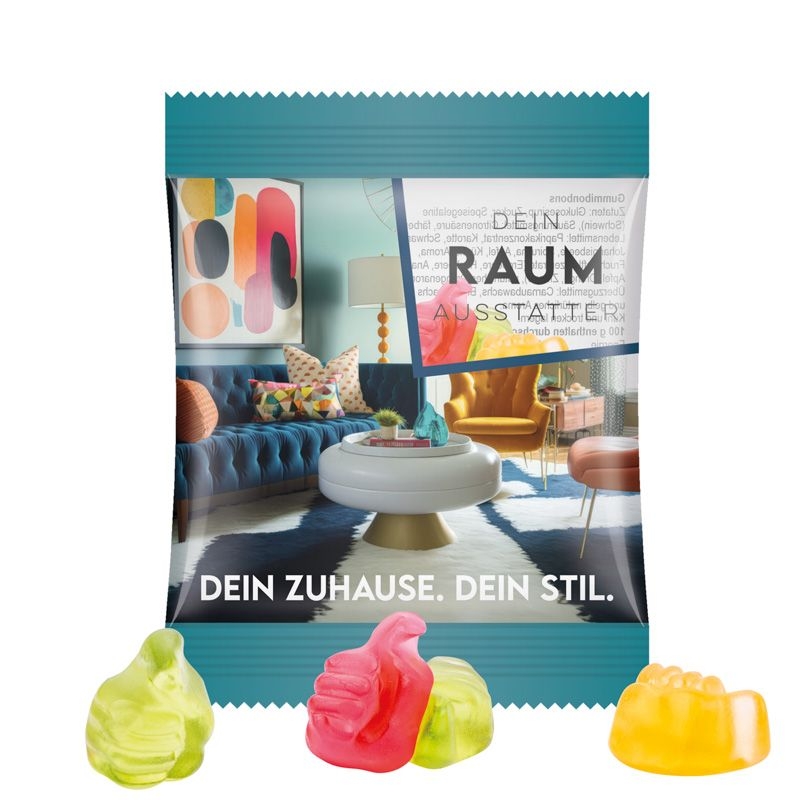 JG10061-14Minituete 10g_ Fruchtgummi Standardformen_ Like-Daumen_ transparente Folie