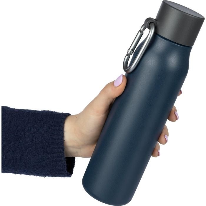 GI1202790-02Doppelwandige Trinkflasche aus recyceltem Edelstahl _600 ml_ Cassian_ weiss