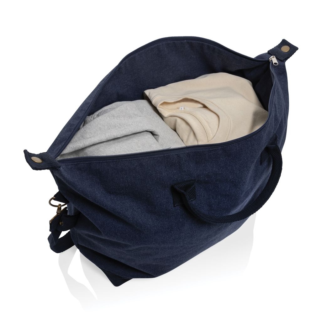 XDP707.17-5Kezar AWARE™ 500g_m² Wochenendtasche aus recyceltem Canvas_ navy blau