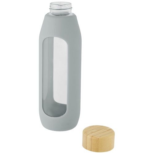 PF100666-3Tidan 600 ml Flasche aus Borosilikatglas mit Silikongriff_ grau