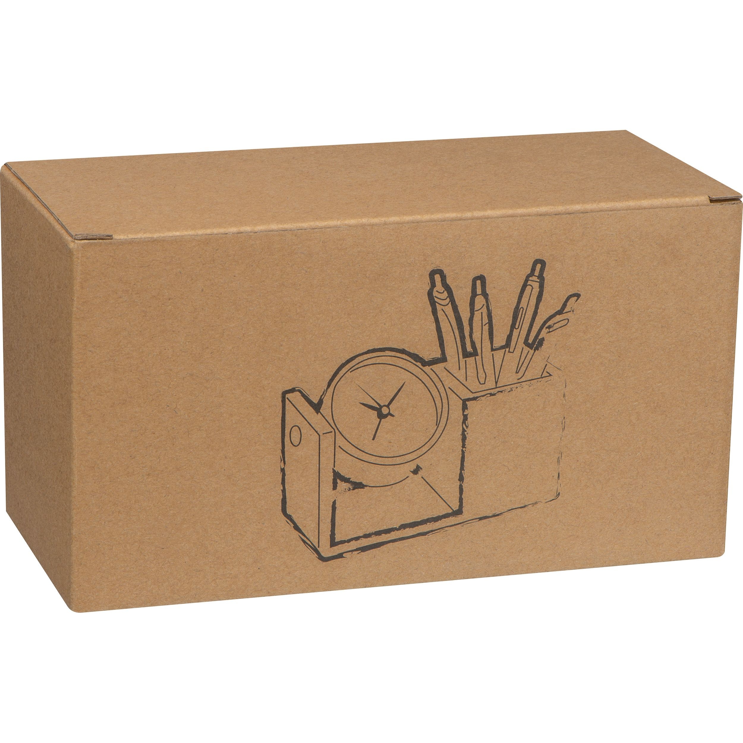 MA23154-13Stiftekoecher aus Bambus mit analoger Uhr VERNON_ beige